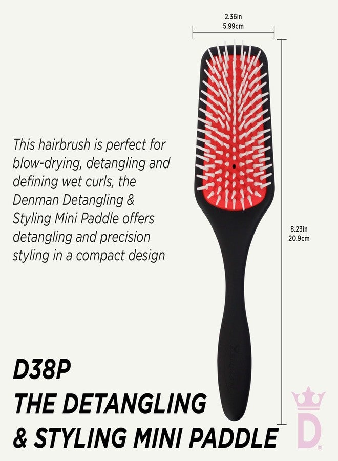 Denman Petite Detangler for Fast and Comfortable Detangling and Blow Drying D38 - Combination of D3 Styling Pins & Paddle Brush (Black) - Image 2